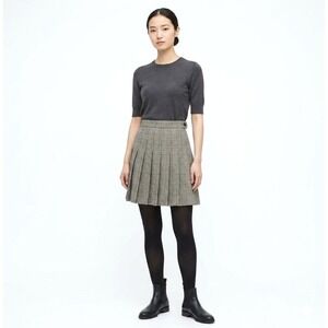 Rafferty Vintage Pleated Plaid Mini Skirt‎ Black Gray Checked Academic Size 5